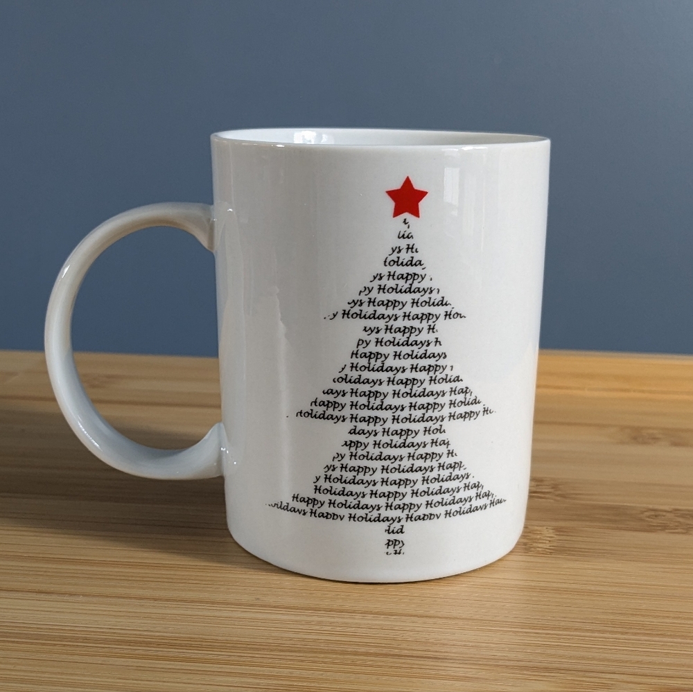 ❤️ Happy Holidays Christmas tree text mug